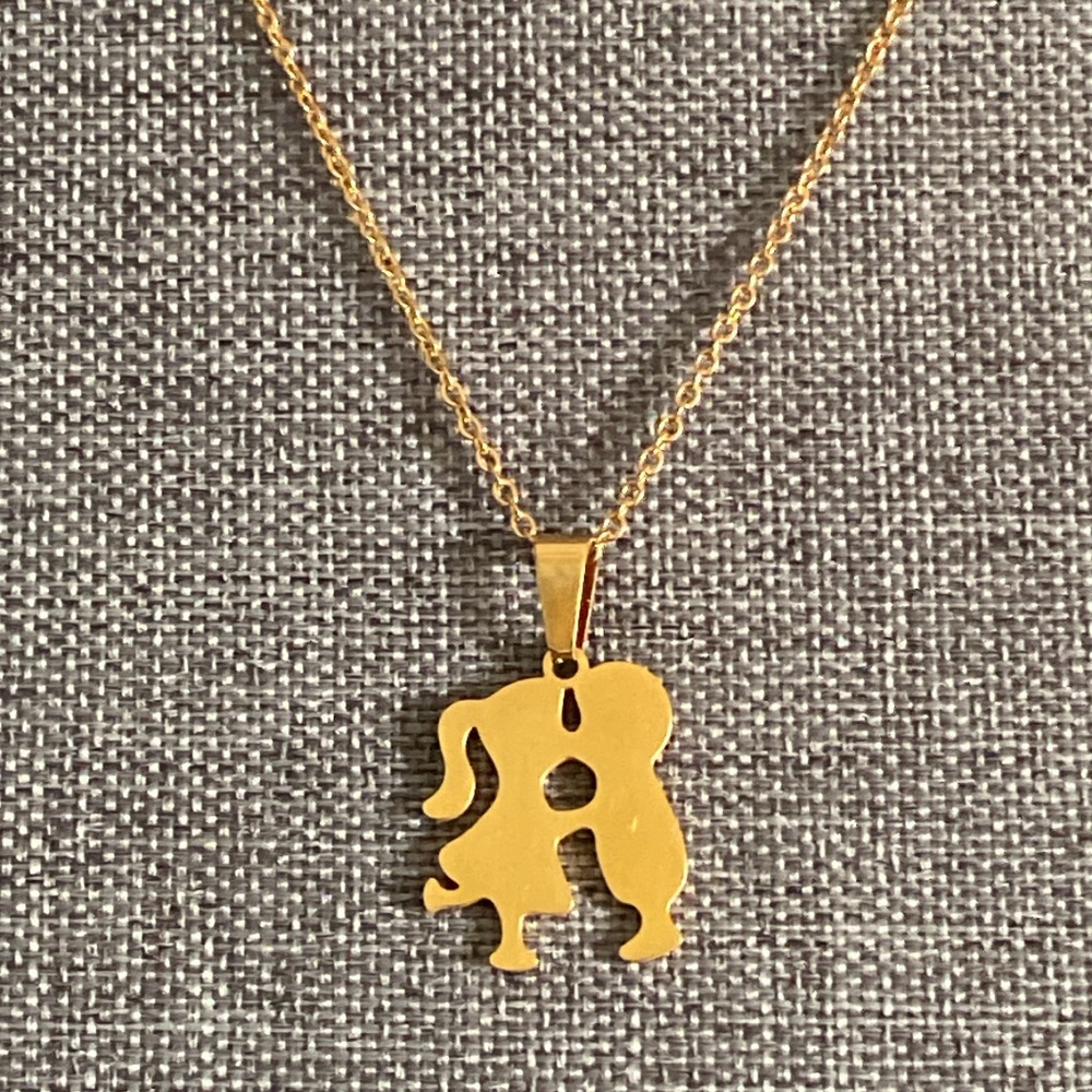 Vintage Boy and Girl Gold Toned Necklace
